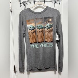 Disney Parks Star Wars The Child Mandalorian Yoda Long Sleeve Gray Shirt men’s S